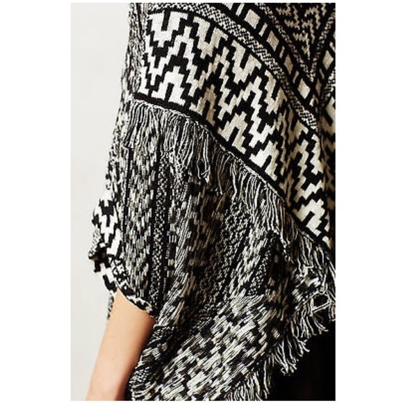 *Not for Sale* Anthropologie Moth Black & White Fringe Cardigan Size: Small - Picture 4 of 6